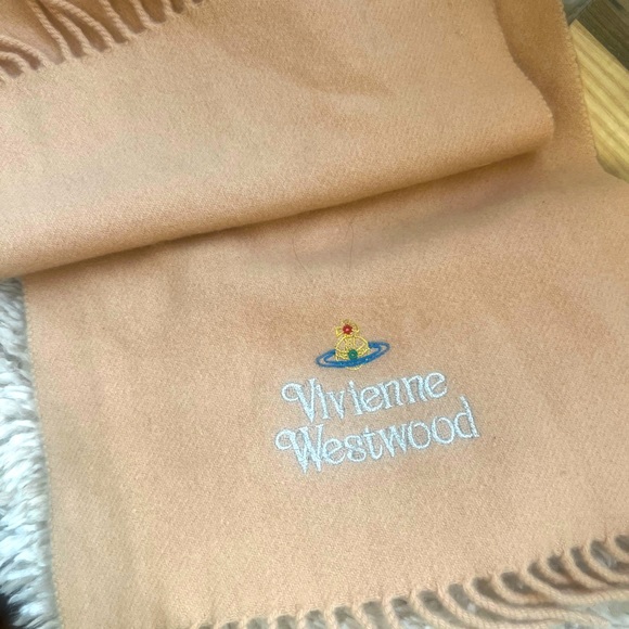Vivienne Westwood Women's Embroidered Lambswool Scarf 30X180 - Camel - Picture 2 of 5